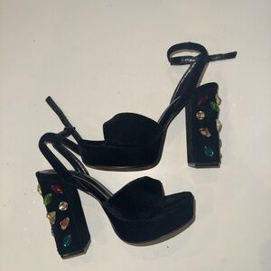 House of Harlow velvet platform heels.